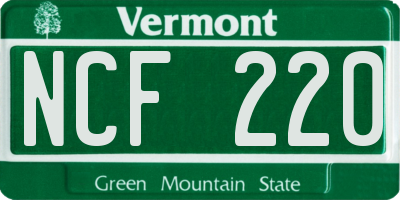 VT license plate NCF220
