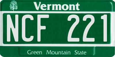 VT license plate NCF221