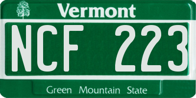 VT license plate NCF223
