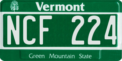 VT license plate NCF224