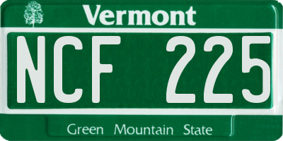 VT license plate NCF225