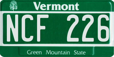 VT license plate NCF226