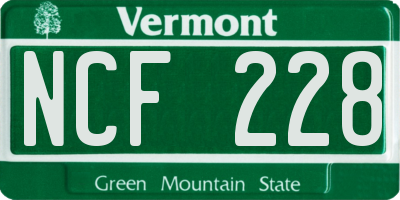 VT license plate NCF228