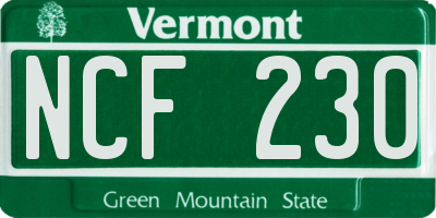 VT license plate NCF230