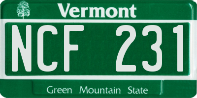 VT license plate NCF231