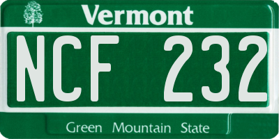 VT license plate NCF232
