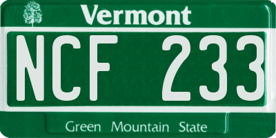 VT license plate NCF233