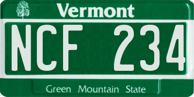 VT license plate NCF234