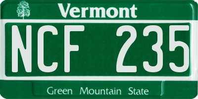VT license plate NCF235