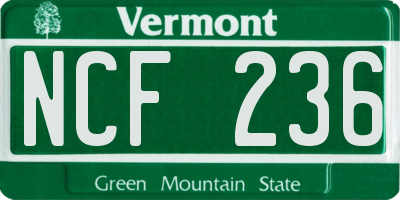 VT license plate NCF236
