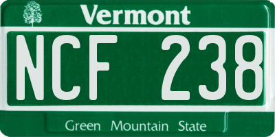 VT license plate NCF238