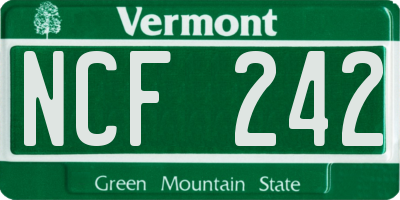 VT license plate NCF242
