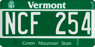 VT license plate NCF254