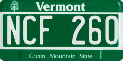 VT license plate NCF260