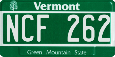 VT license plate NCF262