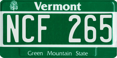 VT license plate NCF265