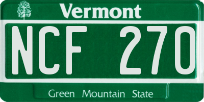 VT license plate NCF270