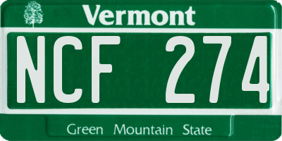 VT license plate NCF274