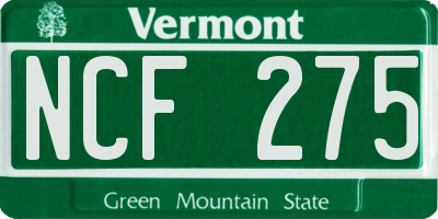 VT license plate NCF275