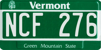 VT license plate NCF276