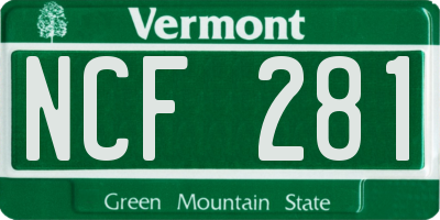 VT license plate NCF281