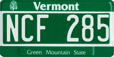 VT license plate NCF285