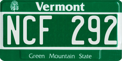 VT license plate NCF292