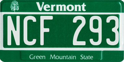 VT license plate NCF293