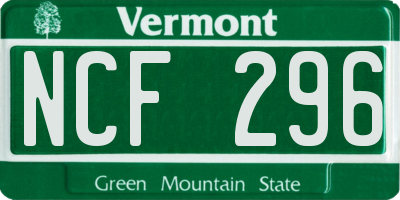 VT license plate NCF296