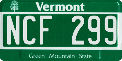 VT license plate NCF299
