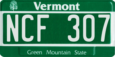 VT license plate NCF307