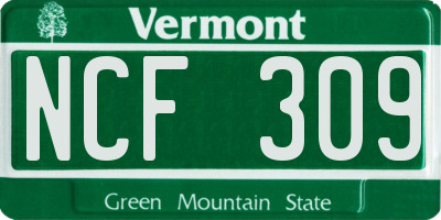 VT license plate NCF309