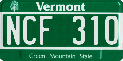 VT license plate NCF310