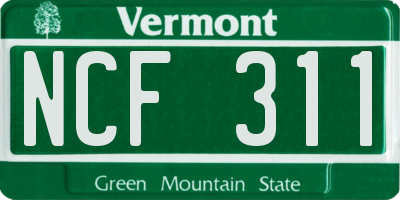 VT license plate NCF311