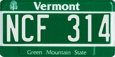 VT license plate NCF314