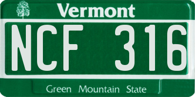 VT license plate NCF316