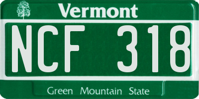 VT license plate NCF318