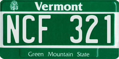 VT license plate NCF321