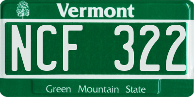 VT license plate NCF322
