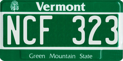 VT license plate NCF323