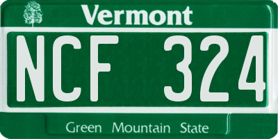 VT license plate NCF324