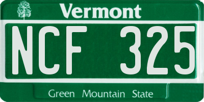 VT license plate NCF325