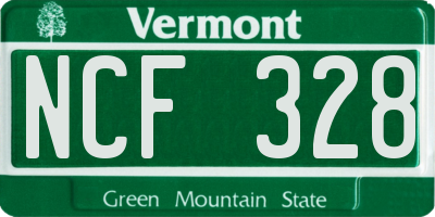 VT license plate NCF328