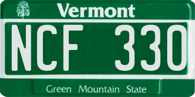 VT license plate NCF330
