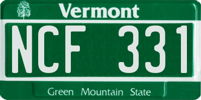 VT license plate NCF331