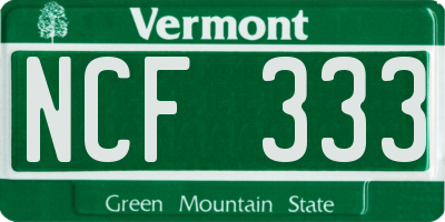 VT license plate NCF333