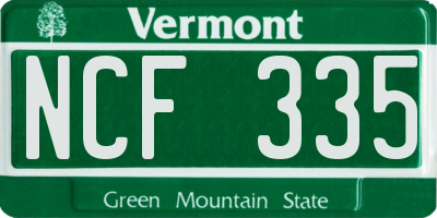 VT license plate NCF335