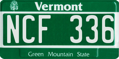 VT license plate NCF336