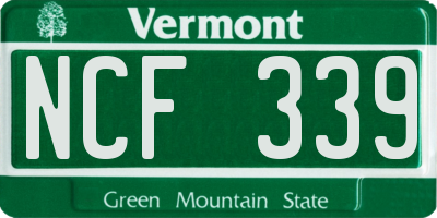 VT license plate NCF339