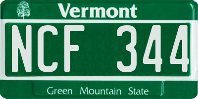 VT license plate NCF344